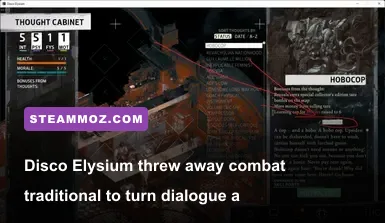 Disco Elysium thought cabinet internal logic and dialogue tree interface