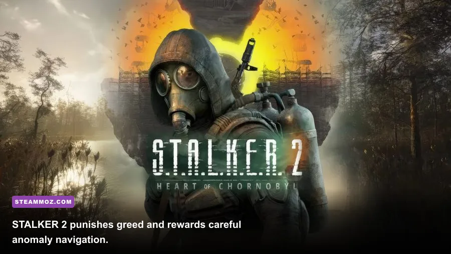 A stalker navigates a dangerous anomaly field in the Zone