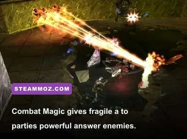Dungeon Siege combat magic caster using a spell during battle