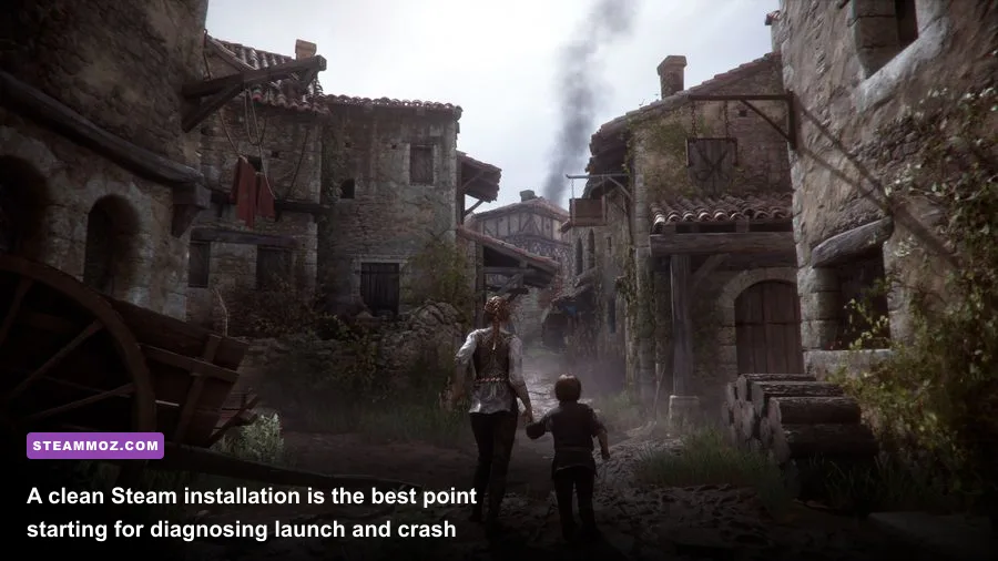 A Plague Tale Innocence PC gameplay inside a medieval castle