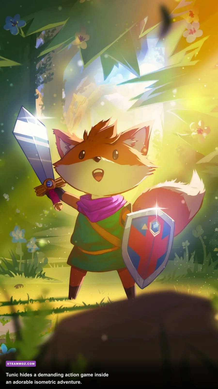 The fox exploring ancient ruins in Tunic