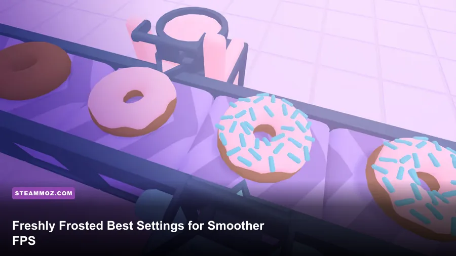 Freshly Frosted gameplay showing colorful donut factory conveyor belt puzzles
