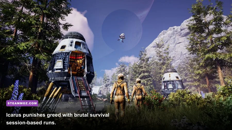 Outpost base on a hostile alien world in Icarus