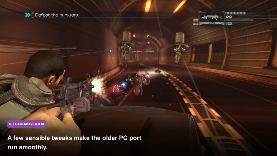 Binary Domain PC gameplay running at 1080p with graphics settings
