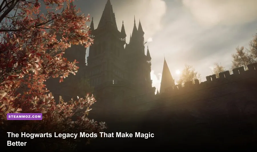 Hogwarts Legacy Steam gameplay showing Hogwarts castle at night