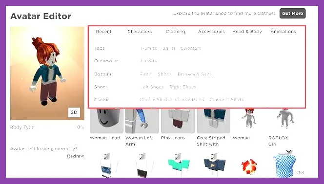 Roblox avatar customization and settings