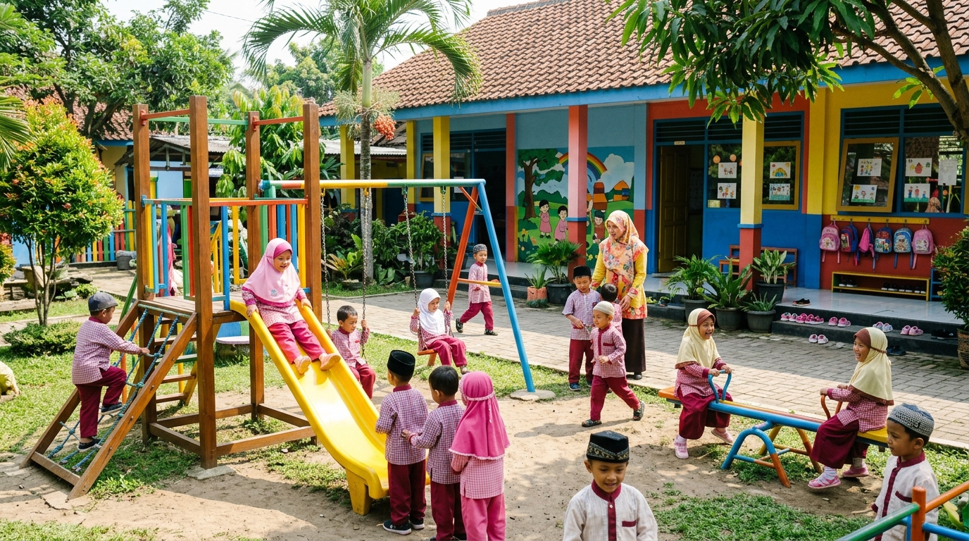 Anak-anak belajar dan bermain di TK Islam