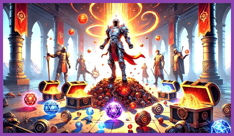 Illustration showing gear pieces that grant party buffs