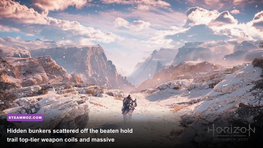 Aloy using her spear to pry open a hidden blast door in an Old World bunker