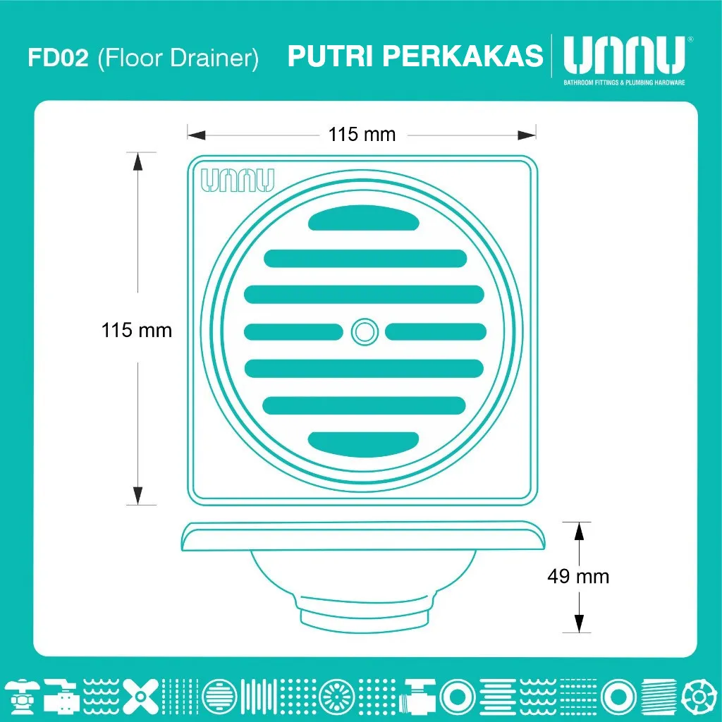 UNNU Saringan Got Stainless Steel / UNNU Floor Drain / FD02 2iN inch inci 1 pcs - Gambar 2