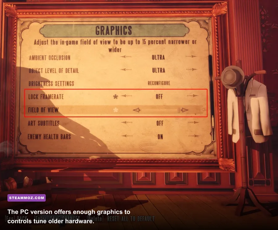 BioShock Infinite PC graphics settings menu showing resolution and texture options