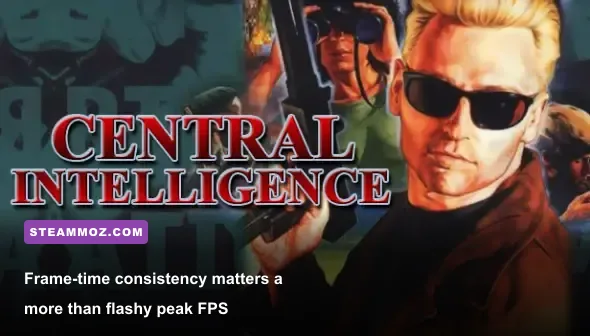 Central Intelligence PC gameplay with an FPS and frame-time performance overlay