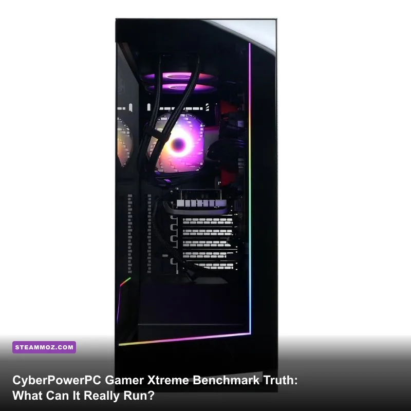CyberPowerPC Gamer Xtreme gaming desktop chassis with RGB fans glowing inside