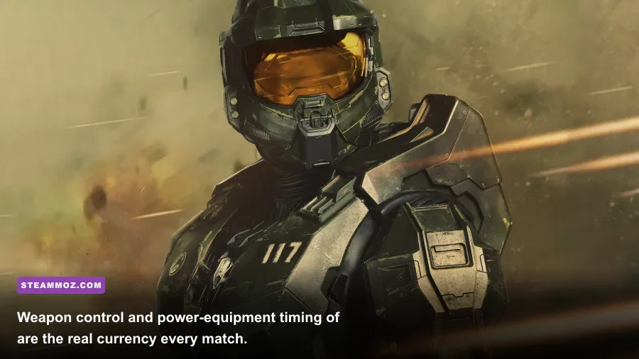 Halo Infinite weapons and equipment including BR75, Needler, Energy Sword, and Grappleshot