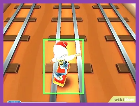 Subway Surfers player activating a Hoverboard to survive an approaching train