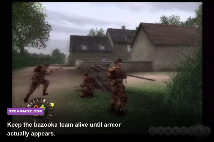 Brothers in Arms Earned in Blood bazooka team engaging a German tank