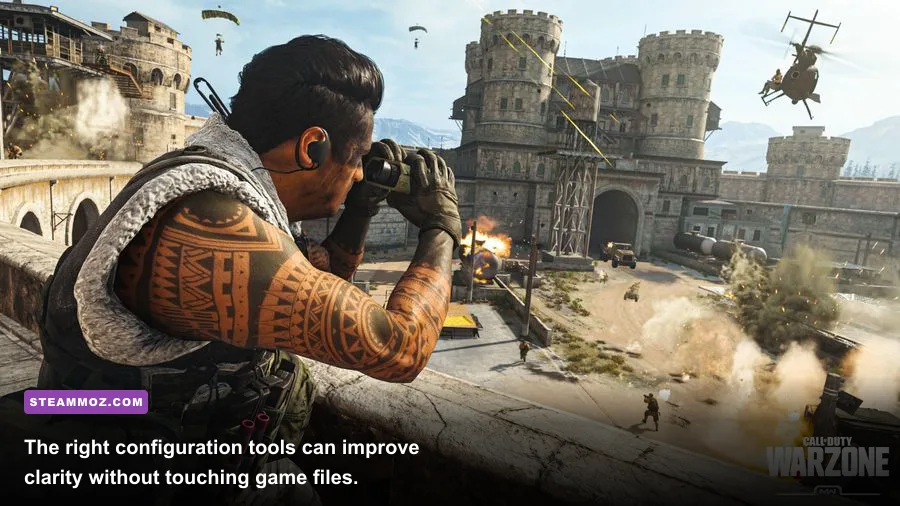 Call of Duty Warzone PC graphics settings showing upscaling and FidelityFX options