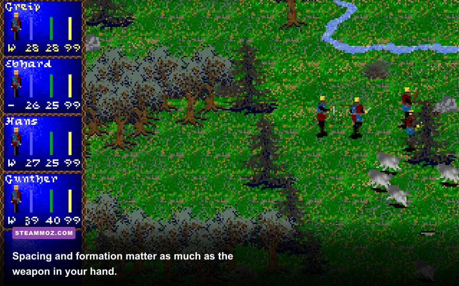 Darklands tactical combat with swords polearms and missile weapons
