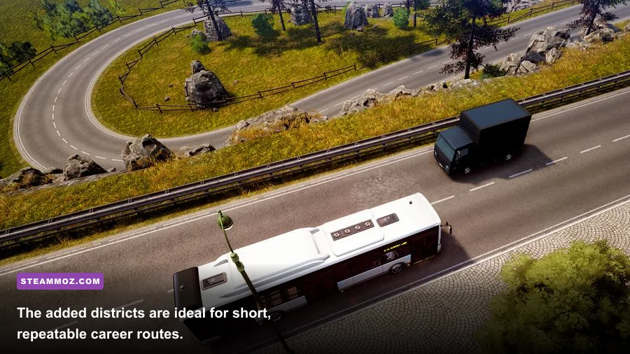 Bus Simulator 18 Official Map Extension district and bus route gameplay