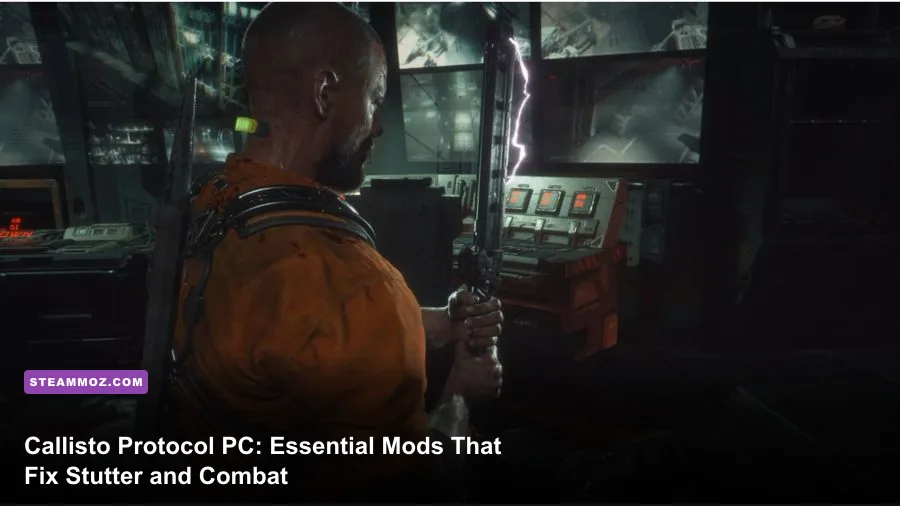 Jacob Lee fighting mutated Biophage inmates in Black Iron Prison in The Callisto Protocol