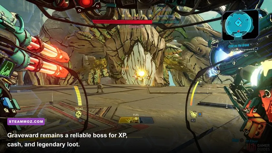 Borderlands 3 Vault Hunter fighting Graveward in The Floating Tomb