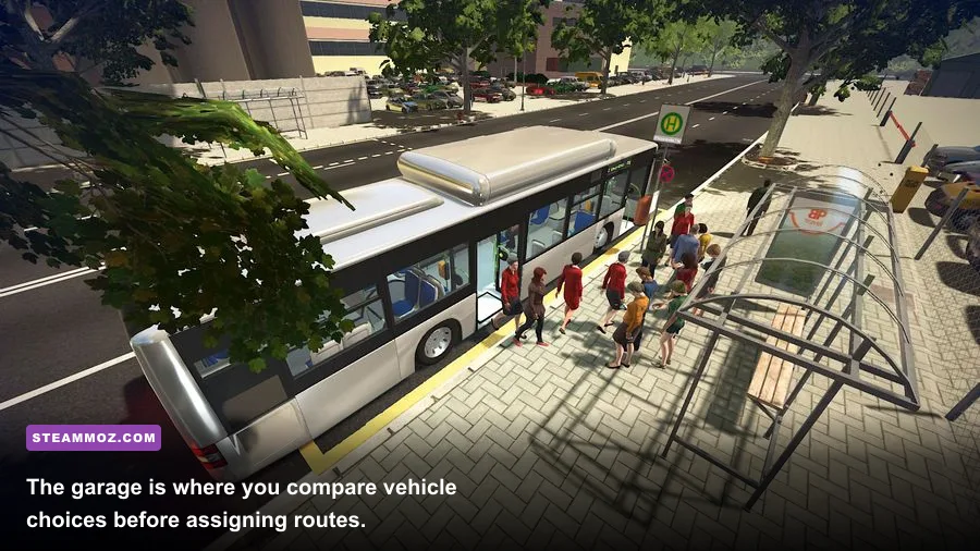 Bus Simulator 16 bus selection screen showing MAN Lion's City vehicles
