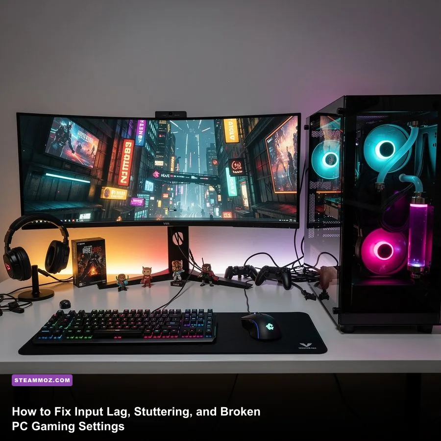 High-end PC gaming battlestation optimized for low input latency and smooth frame rates