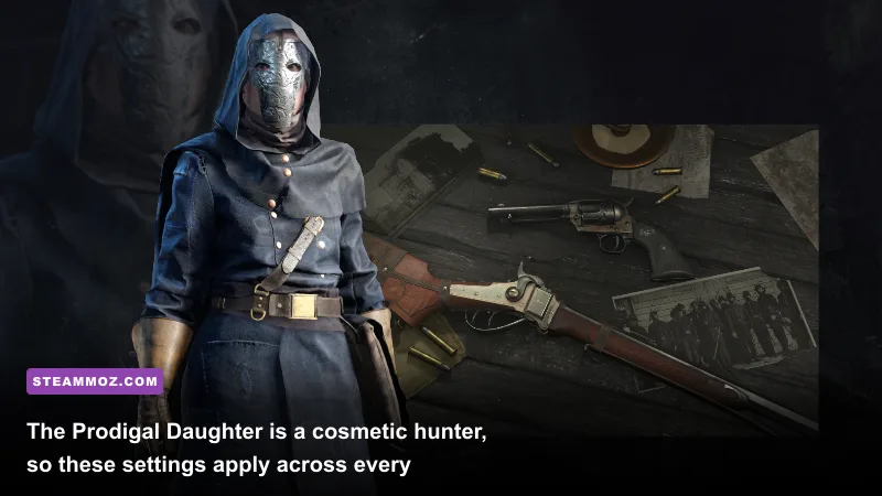 The Prodigal Daughter legendary hunter from Hunt Showdown 1896 in an in-game bayou scene