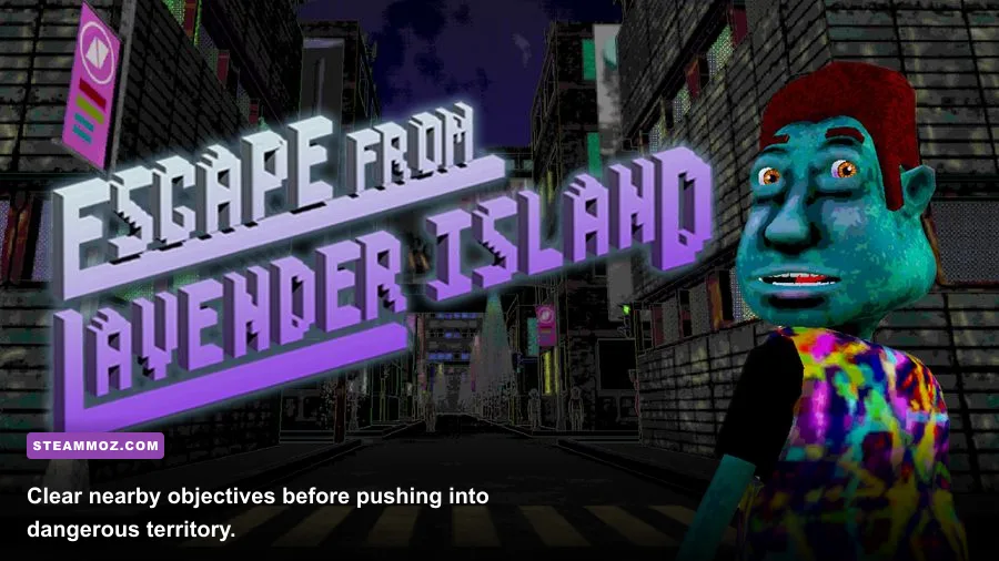 Escape From Lavender Island early game village and surrounding exploration area