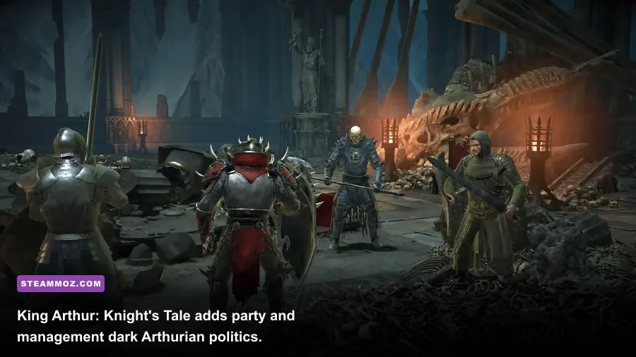 King Arthur Knight's Tale tactical combat with knights fighting across a ruined battlefield