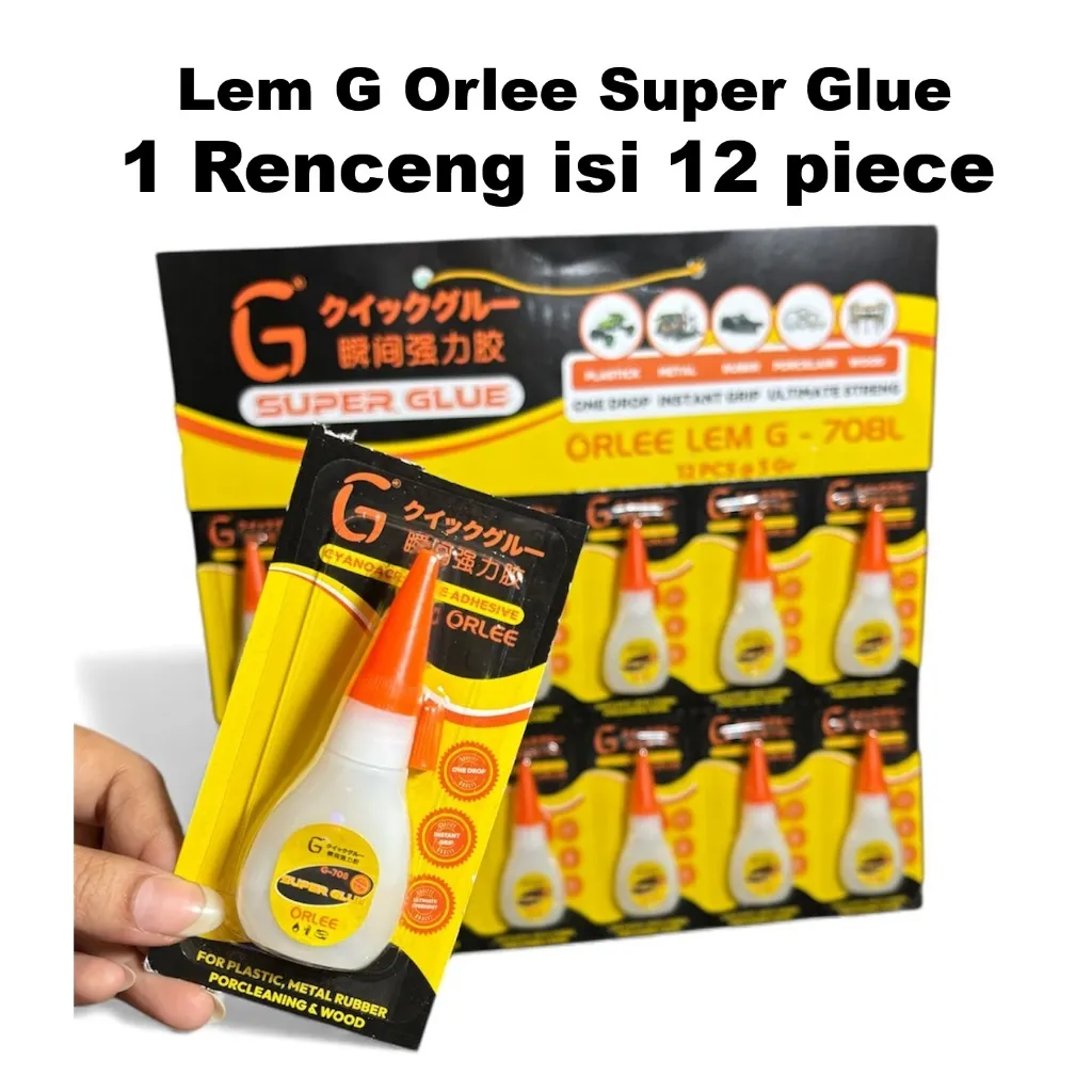 Grosir 1 Renceng isi 12 Pcs Pack Lem G Korea Orlee Instant Botol Lem Setan Super Kuat Glue Plastik Karet Besi Metal Logam Porcelain Kayu Sepatu Kulit Tas Mainan Untuk Semua industri Rumah Cepat Kering industri Cynoarcrylate Adhesive Kecil Simple 708L 5gr