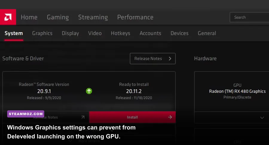 Windows graphics settings used to assign a game to a preferred GPU