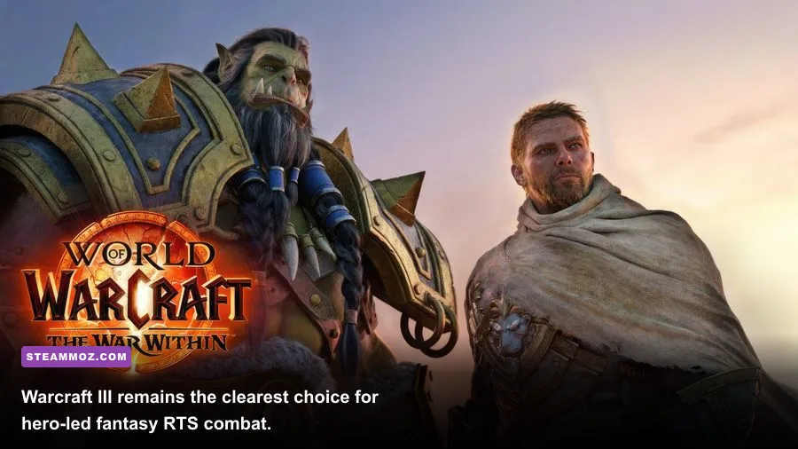 Warcraft III Reforged fantasy RTS battle with heroes and base defenses