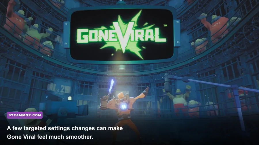 Gone Viral graphics settings menu showing resolution and visual options