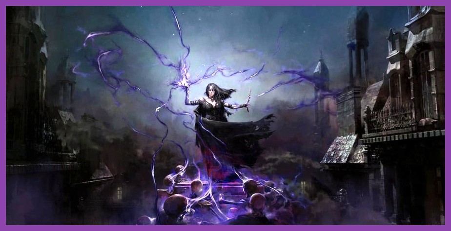 Path of Exile 2 Witch controlling skeletal minions and casting elemental spells