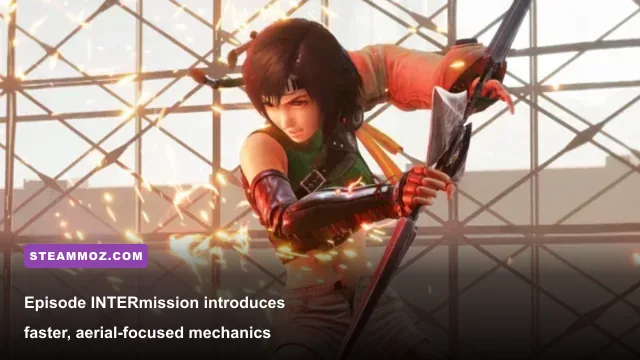 Yuffie throwing her 4-point shuriken while using elemental ninjutsu in Episode Intermission