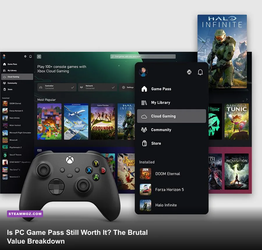 Xbox PC Game Pass desktop application showing available high profile PC games