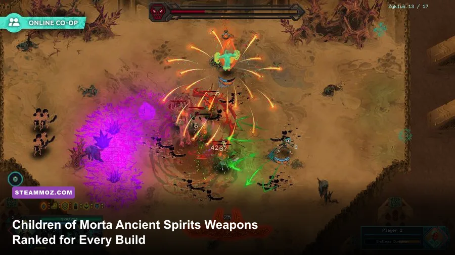 Children of Morta Ancient Spirits character fighting through a dungeon