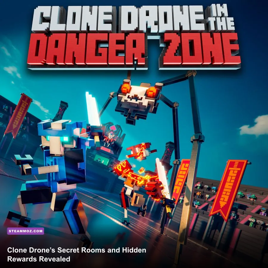 Clone Drone in the Danger Zone robot fighting enemies in a campaign arena