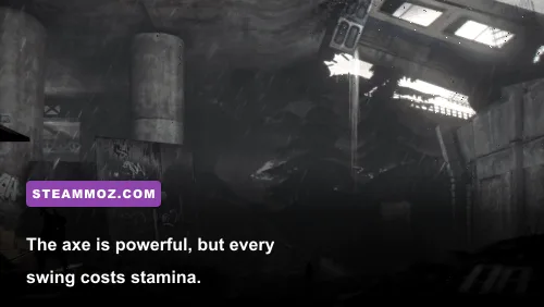 Randall Wayne using his axe against an infected enemy in Deadlight Director's Cut
