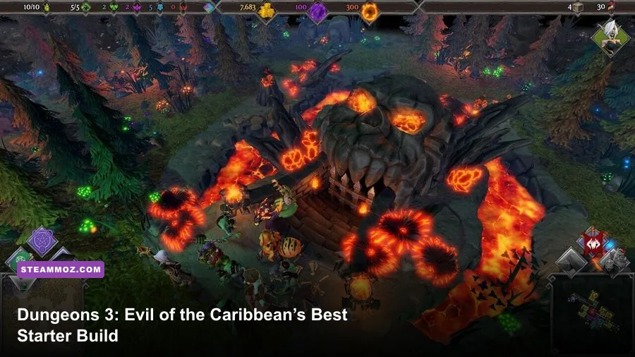 Dungeons 3 Evil of the Caribbean pirate-themed dungeon gameplay with Thalya