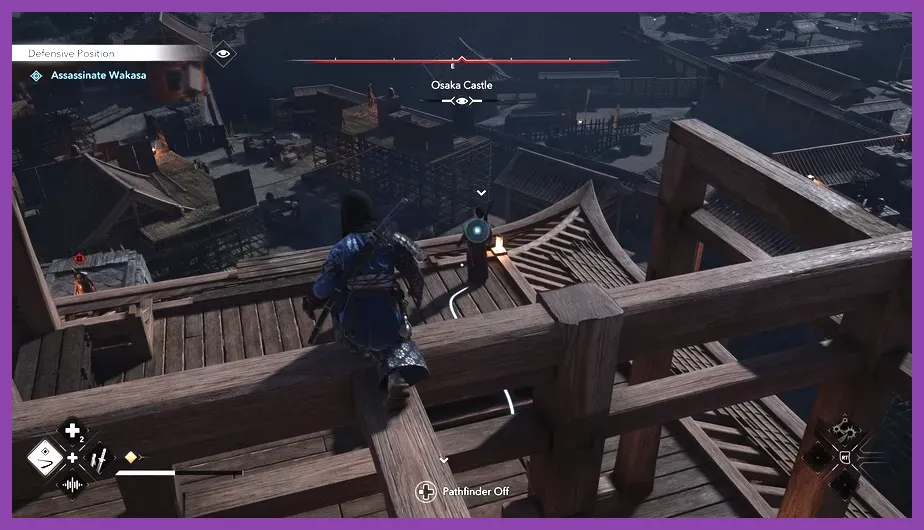 Naoe lining up an assassination against a target inside a temple