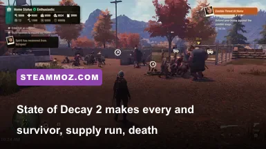 State of Decay 2 survivors defending a community base from zombies