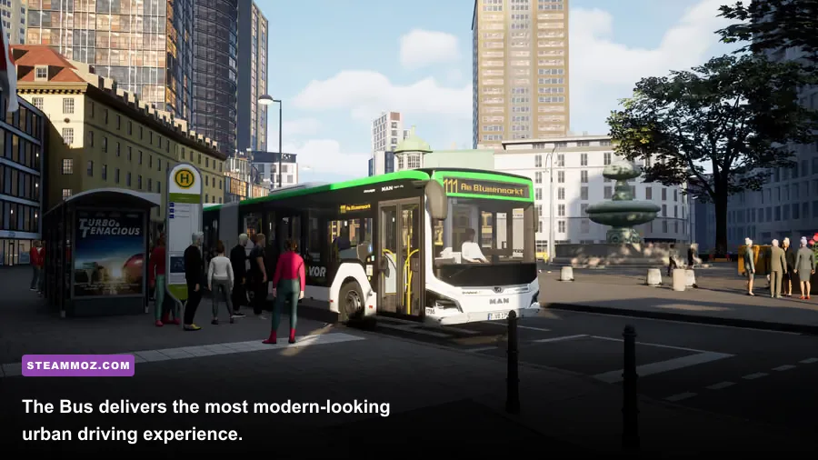 The Bus simulator driving a MAN Lion's City through Berlin