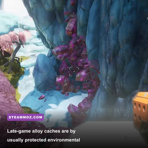 Hidden Alien Alloy location in the Towering Crystals region