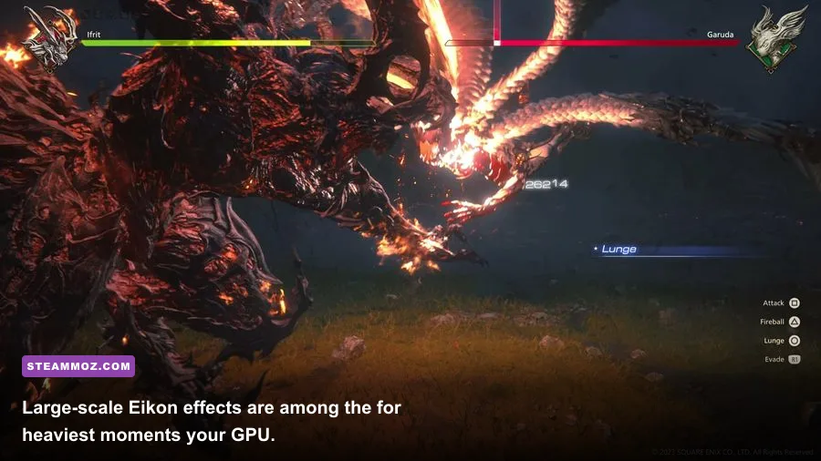 Clive fighting enemies with Eikon abilities in Final Fantasy XVI