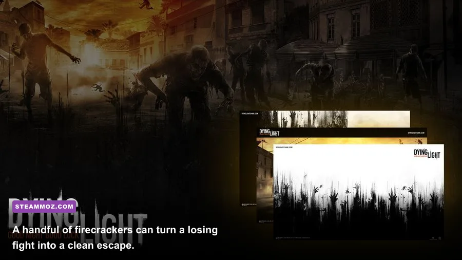 Dying Light firecrackers distracting a group of infected in Harran