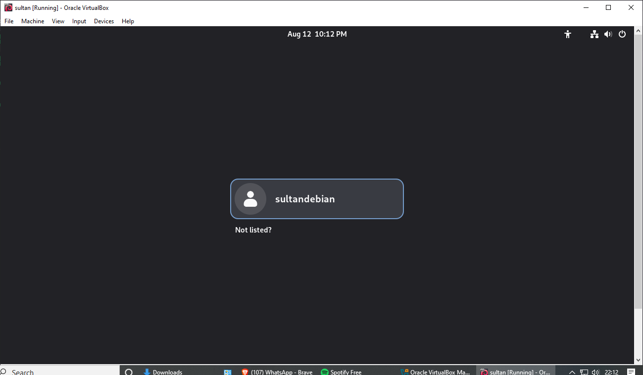 Layar login Debian