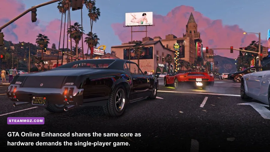 GTA Online Enhanced PC gameplay showing a heist setup in Los Santos