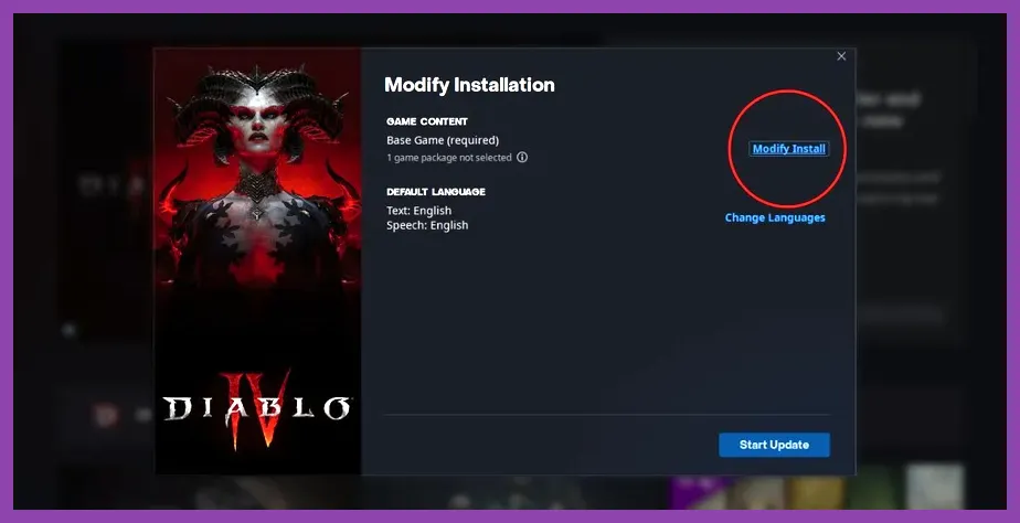 Battle.net installation settings showing high-resolution assets option